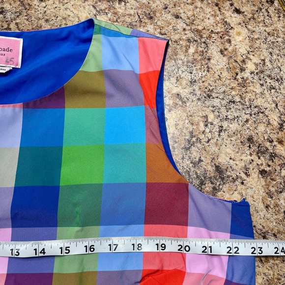 Kate Spade Madras Taffeta Shift Dress Blue Multicolor Size XXL - Picture 11 of 14